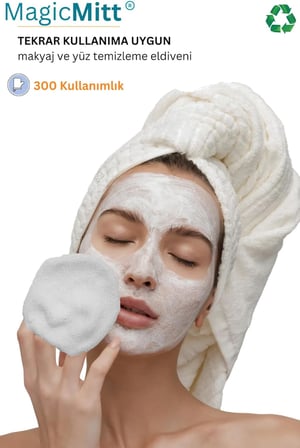 Magic Mitt 300 Kullanımlık Mikrofiber Makyaj Ve Yüz Temizleme Eldiveni - Su Ile Temizleme Kolaylığı (3, Beyaz, Standart)