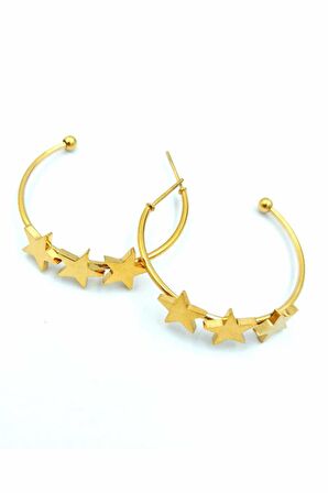 Gold Renk Figürlü Çelik Küpe