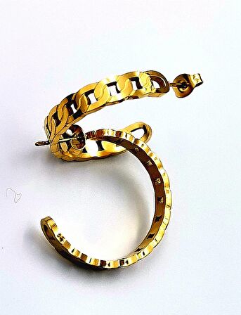 Gold Renk Figürlü Çelik  Küpe