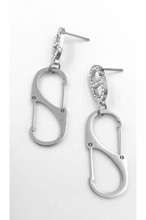 Gümüş Renk Figürlü Çelik Küpe