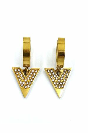 Gold Renk Figürlü Çelik Küpe