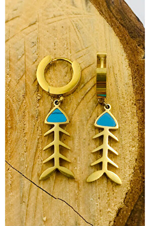 Gold Renk Figürlü Çelik  Küpe