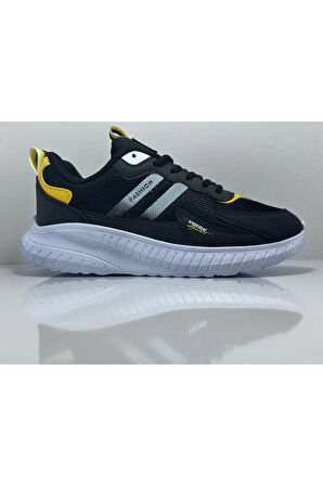 Ayaktarz Veron 015 Siyah-Sarı Günlük Bağcıklı Çocuk Spor Ayakkabı