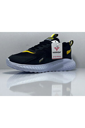 Ayaktarz Veron 015 Siyah-Sarı Günlük Bağcıklı Çocuk Spor Ayakkabı