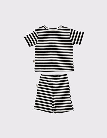 Bebek Pamuk Çizgili Şort Takımı