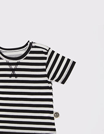 Bebek Pamuk Çizgili Şort Takımı