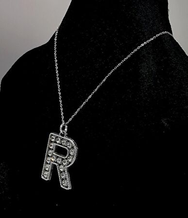 Zirkon Taşlı "R" Harfli Renkli Kolye