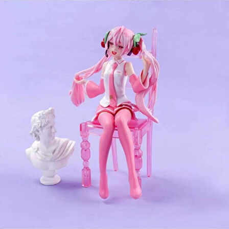 Hatsune miku kawaiii Sakura kız sandalyede oturan figür Modeli 15 cm