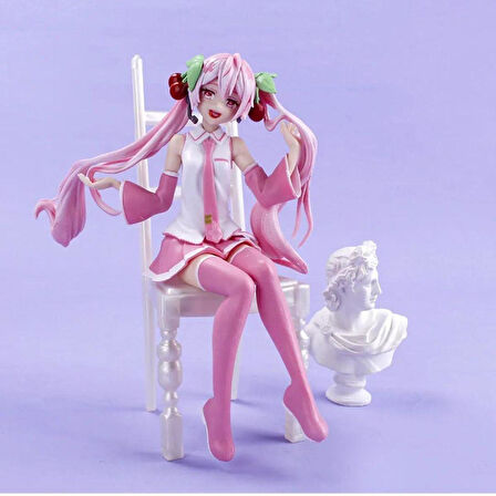 Hatsune miku kawaiii Sakura kız sandalyede oturan figür Modeli 15 cm