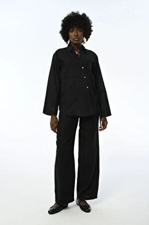 KADIN TEK CEPLİ YANDAN BAĞLAMALI GÖMLEK