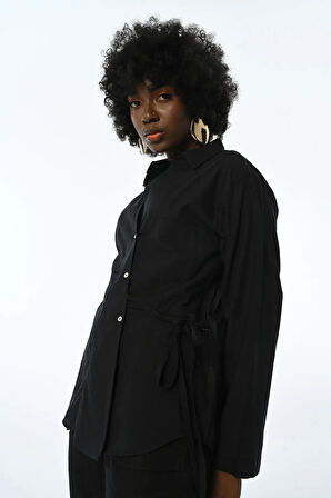 KADIN TEK CEPLİ YANDAN BAĞLAMALI GÖMLEK