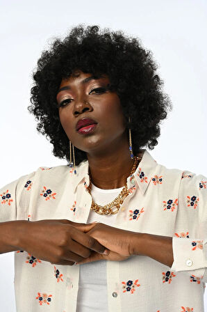 KADIN KREM RENK OVERSIZE GÖMLEK