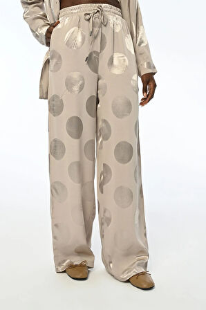 YUVARLAK DESENLİ JAKARLI RAHAT KALIP PANTOLON