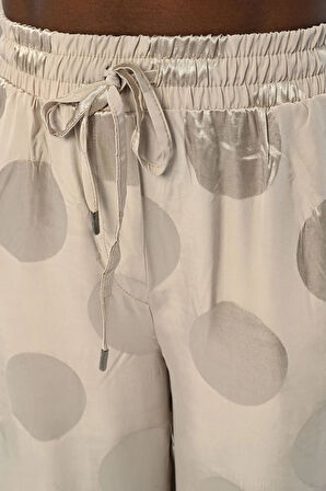 YUVARLAK DESENLİ JAKARLI RAHAT KALIP PANTOLON