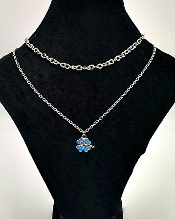 Gümüş Renk Zincirli Figürlü Karamaz Lüks Kolye