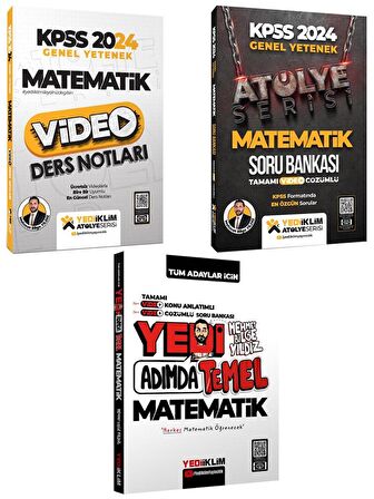 2024 Kpss Atölye Serisi Matematik Video Ders Notları +Soru Bankası +Yedi Adımda Temel Matematik 3 lü Set