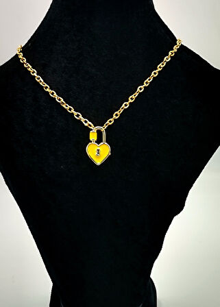 Gold Renk Zincir Figürlü Kararmaz Özel Tasarım Kolye