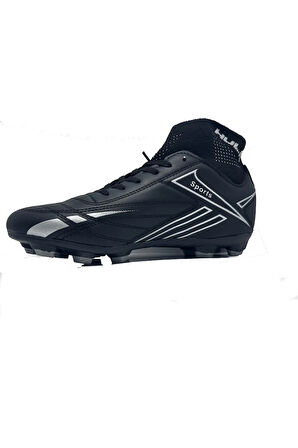 Hulk 02 Siyah-Gümüş Çoraplı Krampon Futbol Ayakkabısı