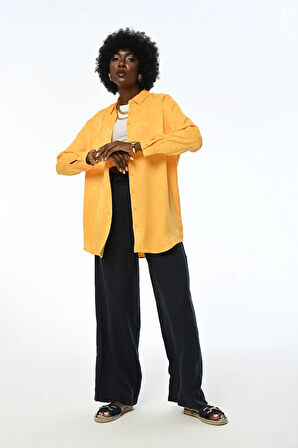 KADIN OVERSIZE KALIP JAKARLI DESENLİ GÖMLEK