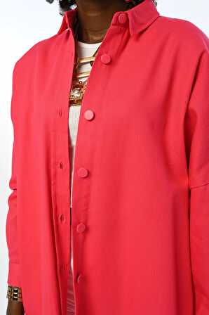 KADIN OVERSIZE KESİM GABARDİN KUMAŞ  GÖMLEK