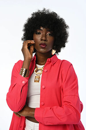 KADIN OVERSIZE KESİM GABARDİN KUMAŞ  GÖMLEK