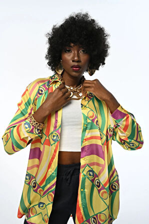 KADIN OVERSIZE KALIP DİJİTAL BASKILI RENKLİ TESETTÜRE VE BÜYÜK BEDENE UYGUN GÖMLEK