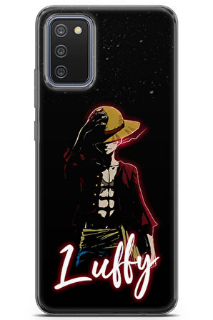 Samsung Galaxy M02s uyumlu Anime 36 Şeffaf One Piece Luffy Siyah