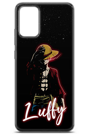 Samsung Galaxy M02s uyumlu Anime 36 Şeffaf One Piece Luffy Siyah