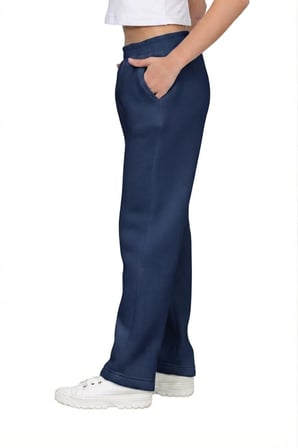 Unisex Kız - Erkek Çocuk 3 İplik Şardonlu İçi Pamuklu Okul Eşofman Altı Pantolon — Lacivert
