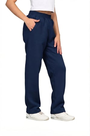 Unisex Kız - Erkek Çocuk 3 İplik Şardonlu İçi Pamuklu Okul Eşofman Altı Pantolon — Lacivert