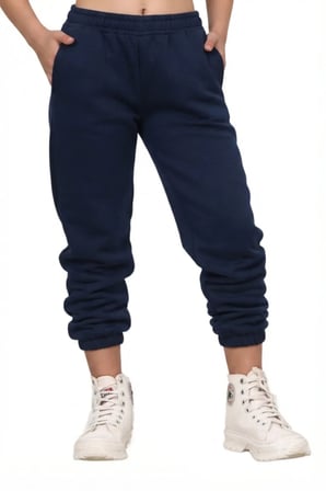 Unisex Kız Erkek Çocuk Paçası Lastikli 3 İplik Şardonlu İçi Pamuklu Okul Eşofman Altı Pantolon — Lacivert