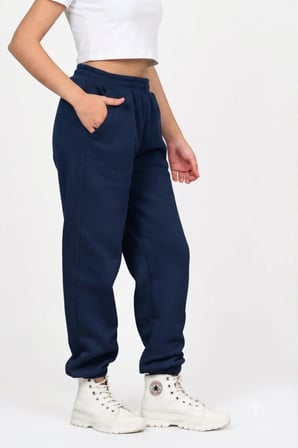 Unisex Kız Erkek Çocuk Paçası Lastikli 3 İplik Şardonlu İçi Pamuklu Okul Eşofman Altı Pantolon — Lacivert