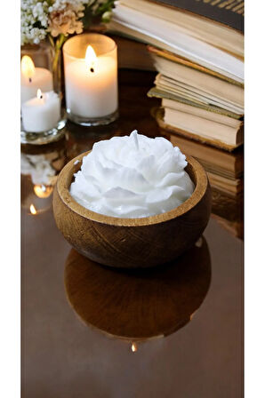 Ahşap Mumlukta Lavanta Kokulu %100 Doğal Soya Mumu(Çiçek)