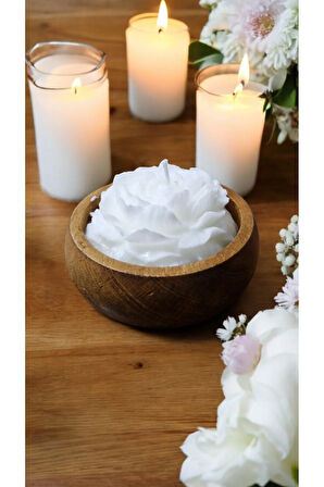 Ahşap Mumlukta Lavanta Kokulu %100 Doğal Soya Mumu(Çiçek)