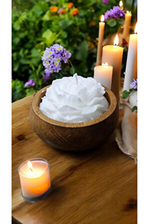 Ahşap Mumlukta Lavanta Kokulu %100 Doğal Soya Mumu(Çiçek)