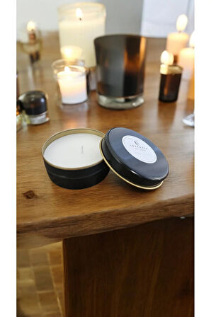 Metal Mumlukta Lavanta Kokulu %100 Doğal Soya Mum(Siyah-7.5 cm)