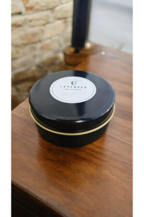 Metal Mumlukta Lavanta Kokulu %100 Doğal Soya Mum(Siyah-7.5 cm)