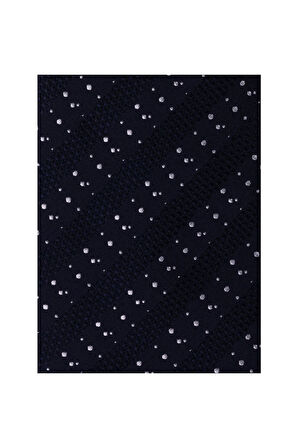 8 Cm Genişliğinde Beyaz Çizgili Koyu Lacivert Kravat