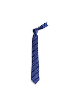 7 Cm Genişliğinde Lacivert Çizgili İpek Kravat