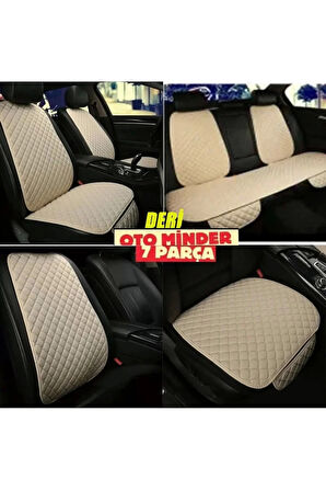 Kia Stonic Koltuk Deri Minderi 7 Parça Ön Ve Arka Oturak Sırt Dayama Minder Bej-bej