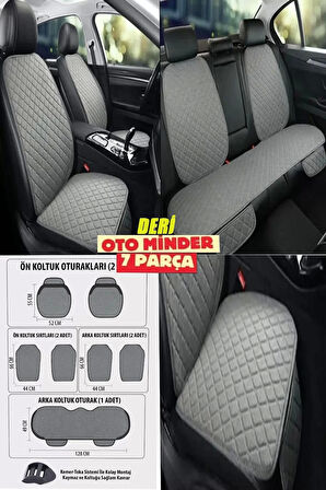 Audi TT Koltuk Deri Minderi 7 Parça Ön Ve Arka Oturak Sırt Dayama Minder Gri-Gri