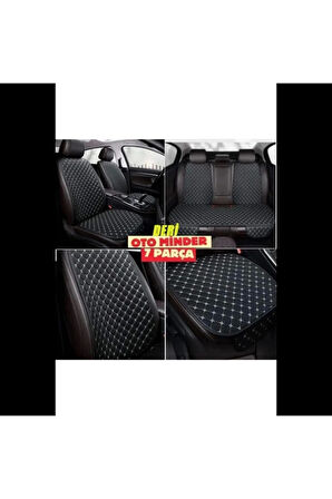 Tiggo8 Pro Max. Koltuk Deri Minderi 7 Parça Ön Ve Arka Oturak Sırt Dayama Minder siyah-beyaz