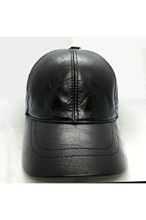Siyah Timsah Baskı Unisex Deri Beyzbol Şapka