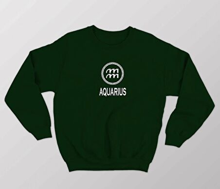 PROSPETTIVA KADIN YEŞİL OVERSIZE KALIN İÇİ POLARLI KOVA BURCU / AQUARIUS YAZILI SWEATSHIRT