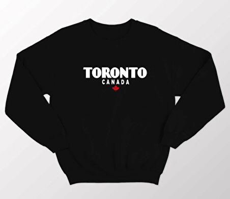 PROSPETTIVA KADIN SİYAH OVERSIZE KALIN İÇİ POLARLI TORONTO CANADA SYMBOL SWEATSHIRT