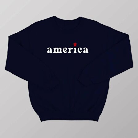 PROSPETTIVA KADIN LACİVERT OVERSIZE KALIN İÇİ POLARLI AMERICA SYMBOL SWEATSHIRT