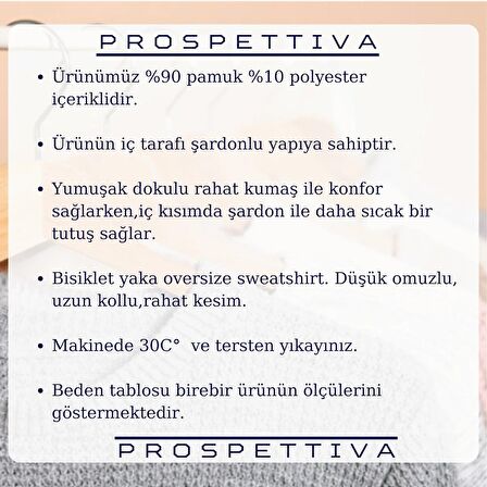 PROSPETTIVA KADIN LACİVERT OVERSIZE KALIN İÇİ POLARLI PROSPETTIVA SYMBOL SWEATSHIRT