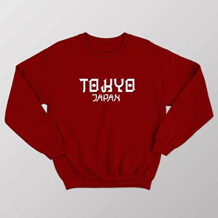 PROSPETTIVA KADIN KIRMIZI OVERSIZE KALIN İÇİ POLARLI TOKIO JAPAN / TOKYO JAPONYA SYMBOL SWEATSHIRT