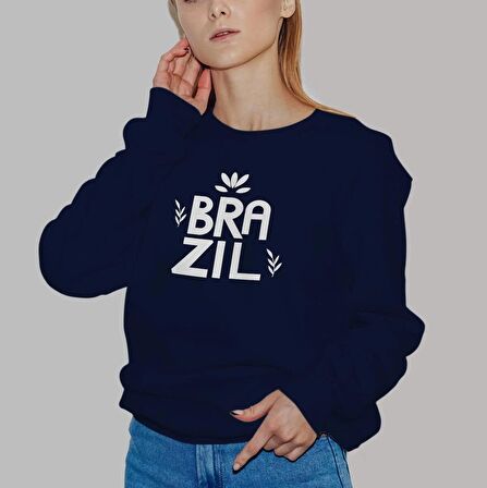 PROSPETTIVA KADIN LACİVERT OVERSIZE KALIN İÇİ POLARLI BRAZIL / BREZİLYA SYMBOL SWEATSHIRT