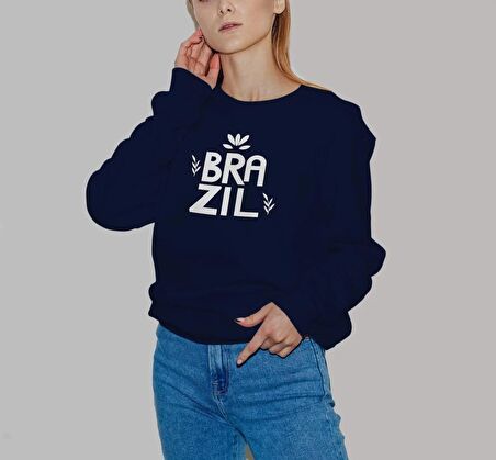 PROSPETTIVA KADIN LACİVERT OVERSIZE KALIN İÇİ POLARLI BRAZIL / BREZİLYA SYMBOL SWEATSHIRT